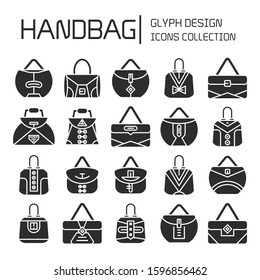 handbag and pouch icons glyph design