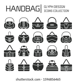 handbag and pouch icons glyph design
