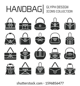 handbag and pouch icons glyph design