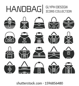 handbag and pouch icons glyph design