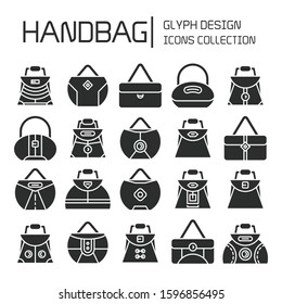 handbag and pouch icons glyph design