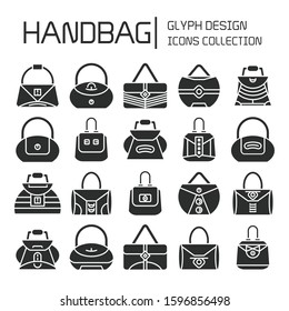 handbag and pouch icons glyph design