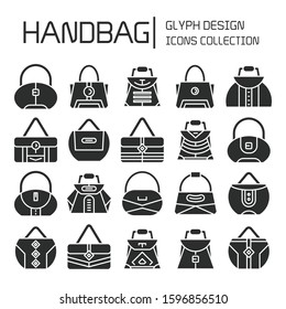 handbag and pouch icons glyph design
