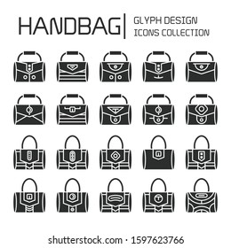 handbag and pouch icons glyph design
