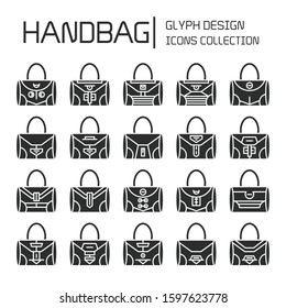 handbag and pouch icons glyph design