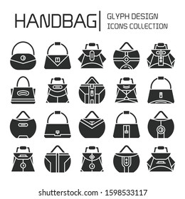 handbag and pouch icons glyph design