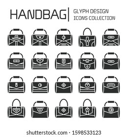 handbag and pouch icons glyph design