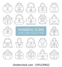 handbag and pouch icons thin line design