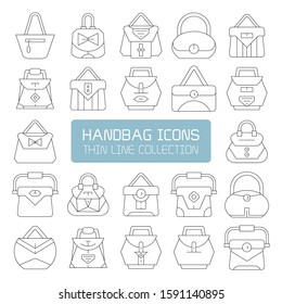 handbag and pouch icons thin line design