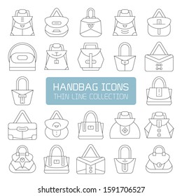 handbag and pouch icons thin line design