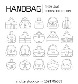 handbag and pouch icons thin line design