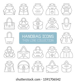 handbag and pouch icons thin line design