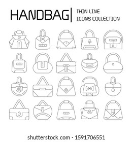 handbag and pouch icons thin line design