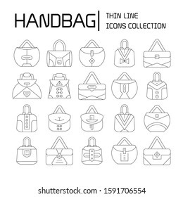 handbag and pouch icons thin line design