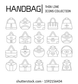 handbag and pouch icons thin line design