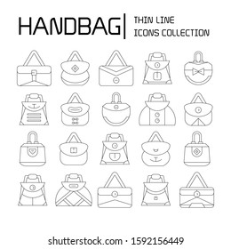 handbag and pouch icons thin line design