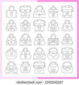 handbag and pouch icons thin line design