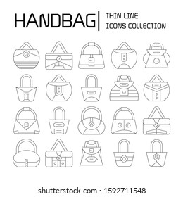 handbag and pouch icons thin line design