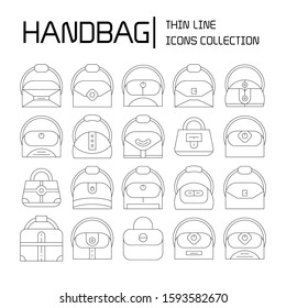 handbag and pouch icons thin line design