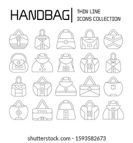 handbag and pouch icons thin line design