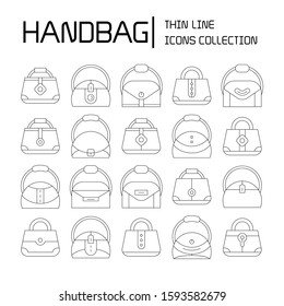 handbag and pouch icons thin line design