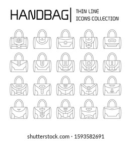 handbag and pouch icons thin line design