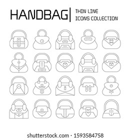 handbag and pouch icons thin line design