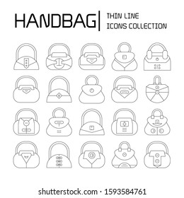 handbag and pouch icons thin line design