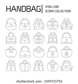 handbag and pouch icons thin line design