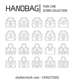 handbag and pouch icons thin line design