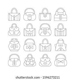handbag and pouch icons thin line design