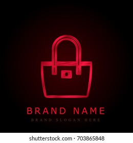 Handbag red chromium metallic logo