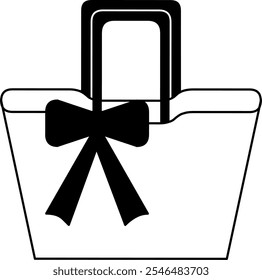 Handbag with ribbon for women vector