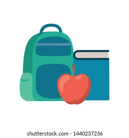 handbag school with notebook on white background