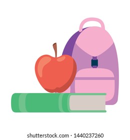 handbag school with notebook on white background