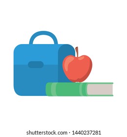 handbag school with notebook on white background