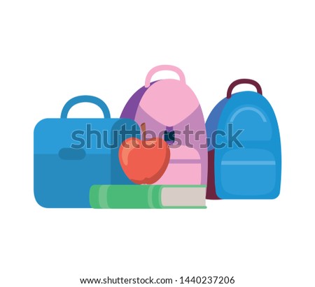 handbag school with notebook on white background