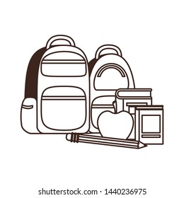 handbag school with notebooks on white background