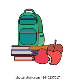handbag school with notebooks on white background