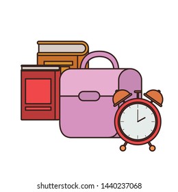 handbag school with notebooks on white background