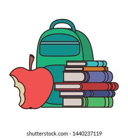 handbag school with notebooks on white background
