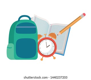 handbag school with notebooks on white background