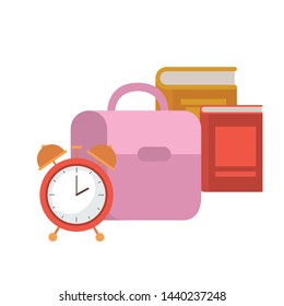 handbag school with notebooks on white background