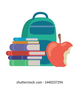 handbag school with notebooks on white background