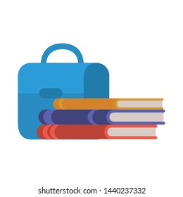 handbag school with notebooks on white background