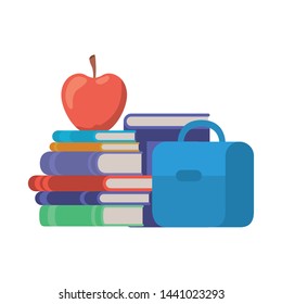 handbag school with notebooks on white background