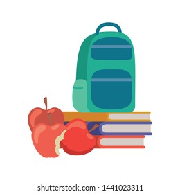 handbag school with notebooks on white background