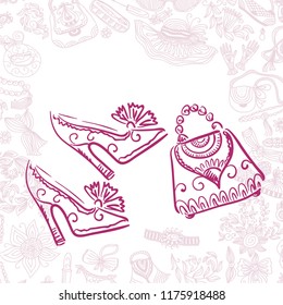 Handbag and shoes. Vector illustration