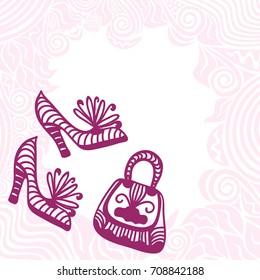Handbag and shoes. Vector illustration.