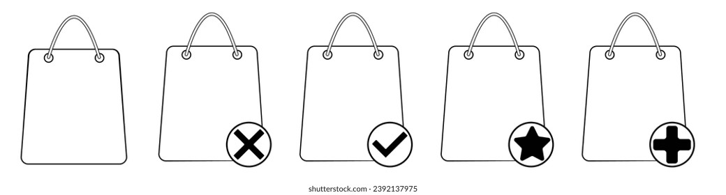 handbag for shopping. Handbag, set of shopping bag icons. Flat style vector set of fashionable shopping bags. Collection of simple vector handbags. Icons of bags. Vector illustration of a bag.